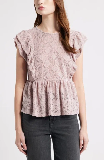Treasure & Bond Flutter Sleeve Peplum Top In Pink
