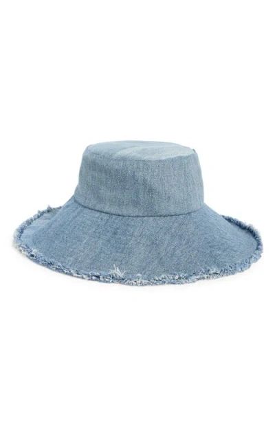 Treasure & Bond Fray Edge Denim Bucket Hat In Blue
