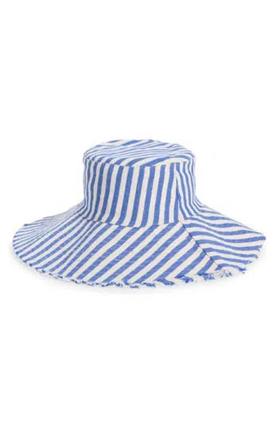 Treasure & Bond Frayed Edge Stripe Bucket Hat In Blue