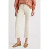 Treasure & Bond Frayed Mid Rise Kick Flare Jeans In Ecru