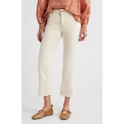 Treasure & Bond Frayed Mid Rise Kick Flare Jeans In Ecru