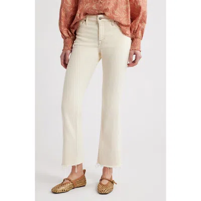 Treasure & Bond Frayed Mid Rise Kick Flare Jeans In White