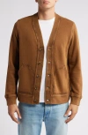 Treasure & Bond French Terry Cardigan In Brown Bison