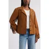 Treasure & Bond Fringe Suede Jacket In Brown