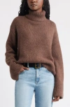 Treasure & Bond Fuzzy Turtleneck Sweater In Brown