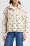 Treasure & Bond Geo Print Half Zip Fleece Pullover In Ivory- Brown Tay Geo