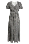 Treasure & Bond Gingham Puff Sleeve Maxi Dress