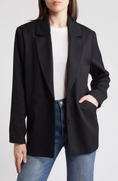 Treasure & Bond Herringbone Oversize Blazer In Black