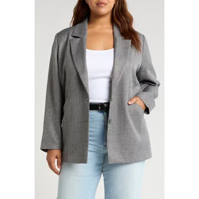 Treasure & Bond Herringbone Oversize Blazer In Grey Medium Charcoal Combo