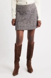 Treasure & Bond Herrringbone Tweed Wrap Miniskirt In Gray