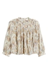 Treasure & Bond High Neck Chiffon Top In Ivory- Tan Pais Days