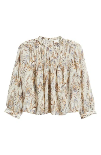 Treasure & Bond High Neck Chiffon Top In Ivory- Tan Pais Days