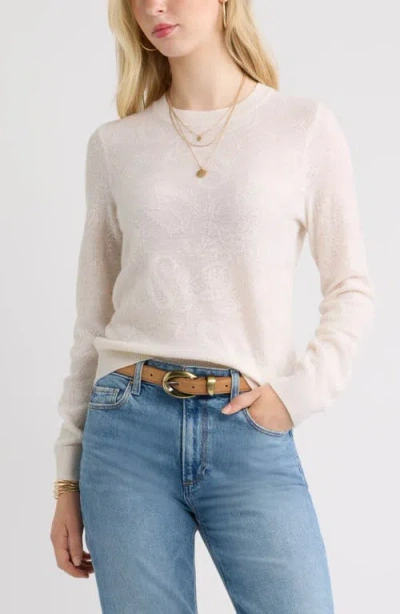 Treasure & Bond Jacquard Cashmere Blend Crewneck Sweater In Neutral