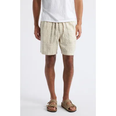 Treasure & Bond Jacquard Check Cotton & Linen Blend Drawstring Shorts