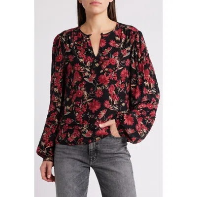 Treasure & Bond Keyhole Top In Black- Red Botanist