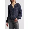 Treasure & Bond Keyhole Top In Navy- Grey Jane Ditsy