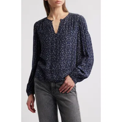 Treasure & Bond Keyhole Top In Navy- Grey Jane Ditsy