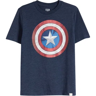 Treasure & Bond Kid's Graphic T-shirt In Navy Heather Captain America