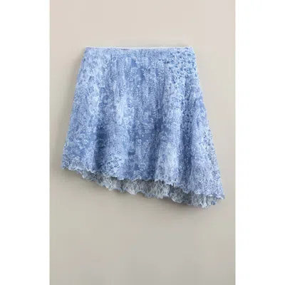 Treasure & Bond Kids' Asymmetric Lace Skirt In Blue