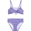 Treasure & Bond Kids' Check Textured Two-piece Swimsuit In Blue Palace Woven Plaid