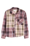 Treasure & Bond Kids' Colorblock Cotton Flannel Shirt In Pink Puff Multi Plaid