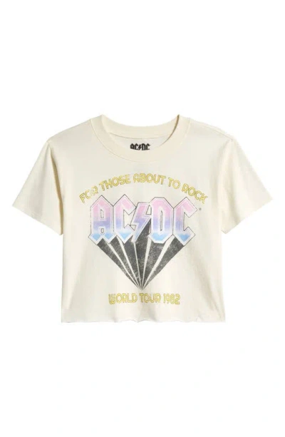 Treasure & Bond Kids' Cotton Crop Graphic T-shirt In Ivory Acdc