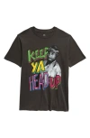 Treasure & Bond Kids' Cotton Graphic T-shirt In Black Raven Keep Ya Head Up