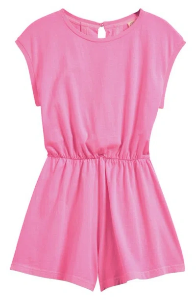 Treasure & Bond Kids' Cotton Knit Romper In Pink Cotton