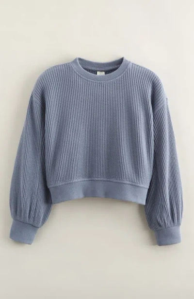 Treasure & Bond Kids' Cozy Waffle Sweatshirt In Blue