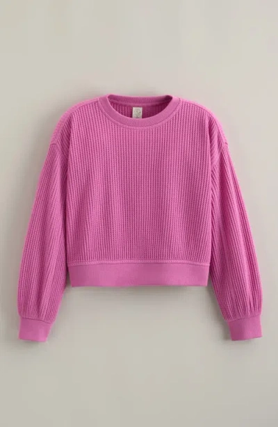 Treasure & Bond Kids' Cozy Waffle Sweatshirt In Pink