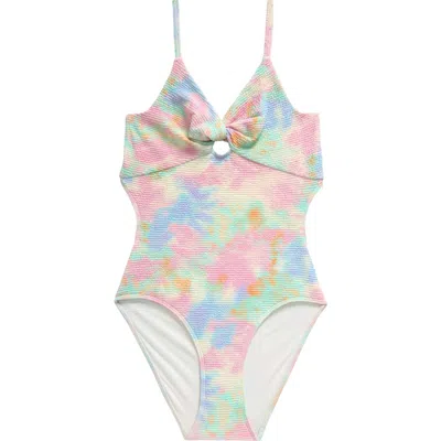 Treasure & Bond Kids' Crinkle Twist Cutout One-piece Swimsuit In Multi