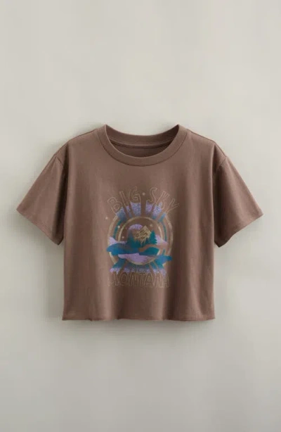 Treasure & Bond Kids' Crop Cotton Graphic T-shirt In Brown