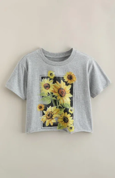 Treasure & Bond Kids' Crop Cotton Graphic T-shirt In Gray