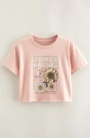 Treasure & Bond Kids' Crop Cotton Graphic T-shirt In Pink
