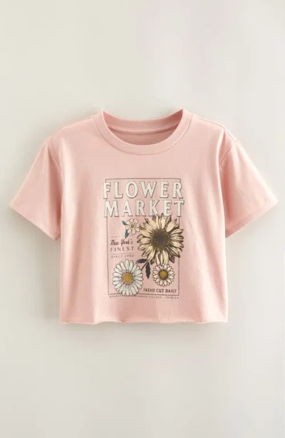 Treasure & Bond Kids' Crop Cotton Graphic T-shirt In Pink