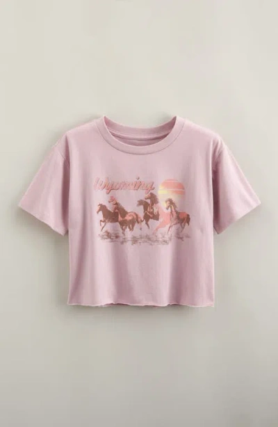 Treasure & Bond Kids' Crop Cotton Graphic T-shirt In Pink