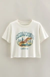 Treasure & Bond Kids' Crop Cotton Graphic T-shirt In White