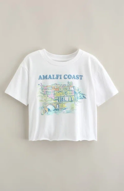 Treasure & Bond Kids' Crop Cotton Graphic T-shirt In White