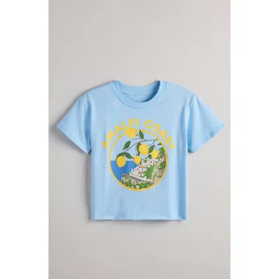 Treasure & Bond Kids' Crop Cotton Graphic T-shirt In Blue