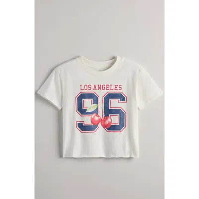 Treasure & Bond Kids' Crop Cotton Graphic T-shirt In White