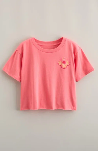 Treasure & Bond Kids' Crop Cotton Graphic T-shirt In Pink
