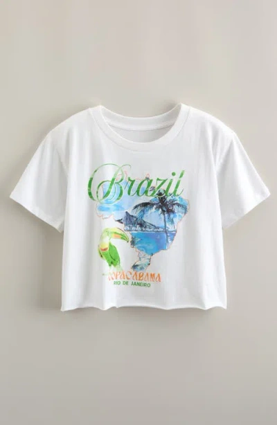 Treasure & Bond Kids' Crop Cotton Graphic T-shirt In White
