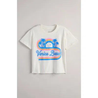 Treasure & Bond Kids' Crop Cotton Graphic T-shirt In White