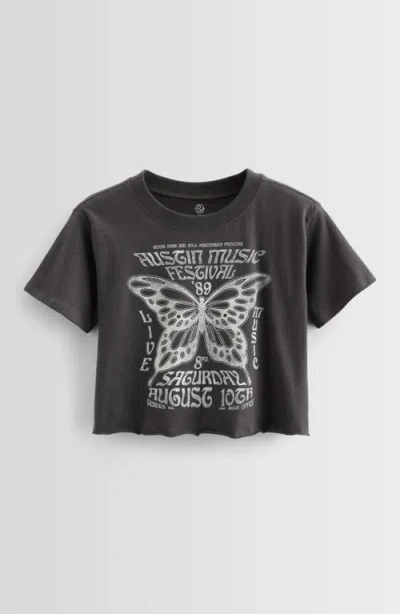 Treasure & Bond Kids' Crop Graphic T-shirt In Black Raven Austin Music