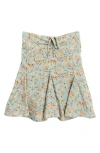 Treasure & Bond Kids' Floral Ruched Waist Skort In Green Lilypad Folk Floral
