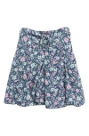 Treasure & Bond Kids' Floral Ruched Waist Skort In Navy Charcoal Avida Floral