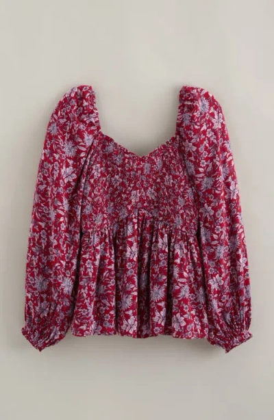 Treasure & Bond Kids' Floral Smocked Peplum Top In Multi