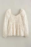 Treasure & Bond Kids' Floral Smocked Peplum Top In Neutral