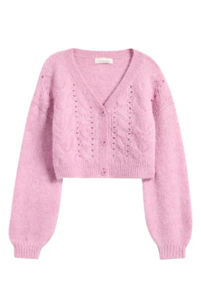 Treasure & Bond Kids' Fuzzy Cardigan Sweater In Purple Victoria