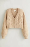 Treasure & Bond Kids' Fuzzy Cardigan Sweater In Tan Natural